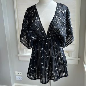 Diaphanous silk blousy tunic